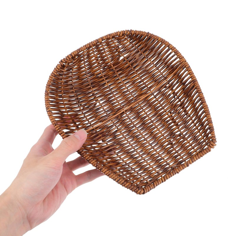 NOLITOY Woven Picnic Basket Imitation Rattan Bread Basket Sturdy Fruit