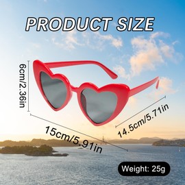 Heart Shaped Sunglasses, Retro Cat Eye Heart Glasses, Chic Sunglasses, Suitable for Travelling, Summer Parties, Beaches, Women, Men and Children