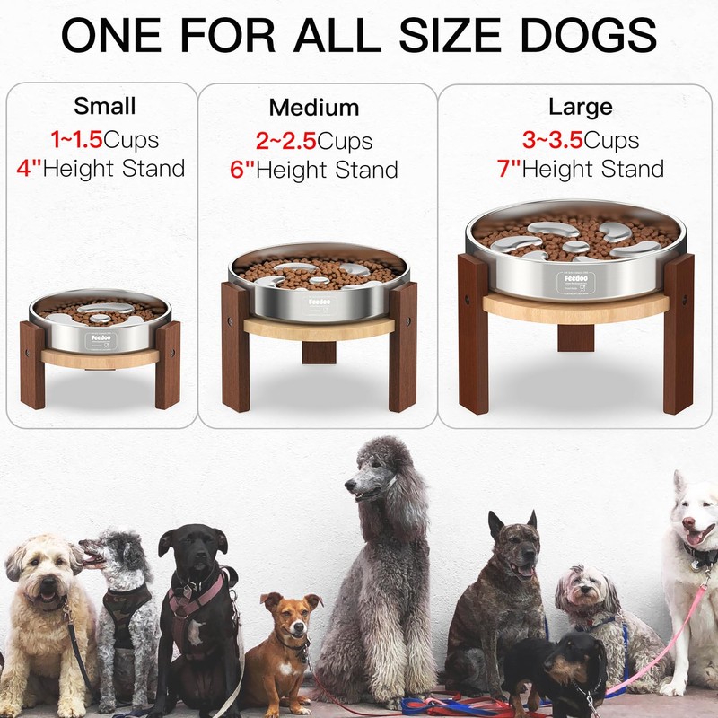 Feedoo Elevated Dog Bowl Stand, 6'' Height Raised Stand for
