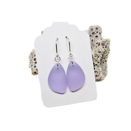 Purple Sea Glass Drop Earrings- Sterling Silver or 14K Gold Filled- Ocean Jewelry- Beach Lover Gift for Women Girls
