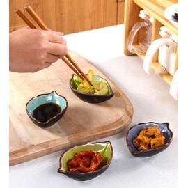 [morning place] Konoha Bowl Set, Small Dip, Soy Oil, Plate, Leaf Shaped Bowl, Dessert, Ice Cream, Small Bowl (Set of 4)