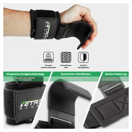 Netrox Sports® - Pull Hook Wrist for Bodybuilding, Weightlifting, Strength Training & Fitness - Lifting Straps for Heavy Weights - Extra Strong Lifting Straps for Women & Men (Black, L)