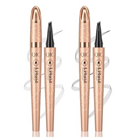 2 Stück Augenbrauenstift,Microblading Augenbrauenstift mit 4 Gabelspitzen,Wasserdichter und Schweißfester,Wischfest Eyebrow Pencil Kann Leicht(Grau+Schwarz)