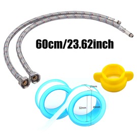 Set of 2 Connection Hose Fitting G3/8 x M10, 60 cm Tap Hose Extension Flex Hose Extension Stainless Steel Reinforced Hose Tap Connection Hose 3/8 Inch for Mixer Tap