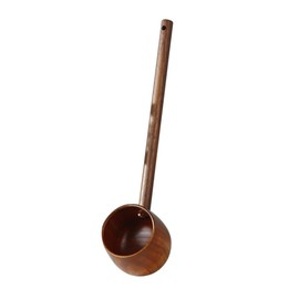 Kichvoe Natural Hishaku Water Ladle, Japanese Water Scoop Long Handle Water Dipper Bath Ladle for Water Sauna Garden Tea Ceremony, 11.81x3.14x2.36 Inches, Brown