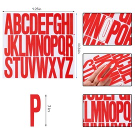 3 inch 12 Sheets Alphabet Stickers, Red Self Adhesive Vinyl Letter Stickers Aesthetic, Waterproof Letter Sticker for Water Bottles, Door, Car, Scrapbooking, Poster, Cup