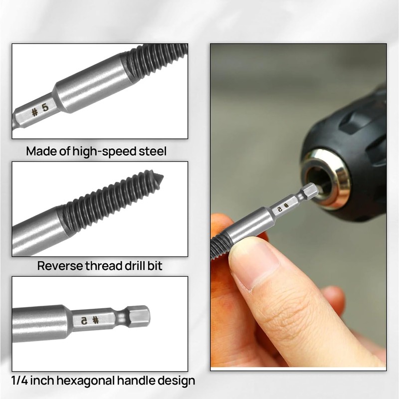 1/4" Hex Shank Easy Out Bolt Extractor Damaged Screw Remover