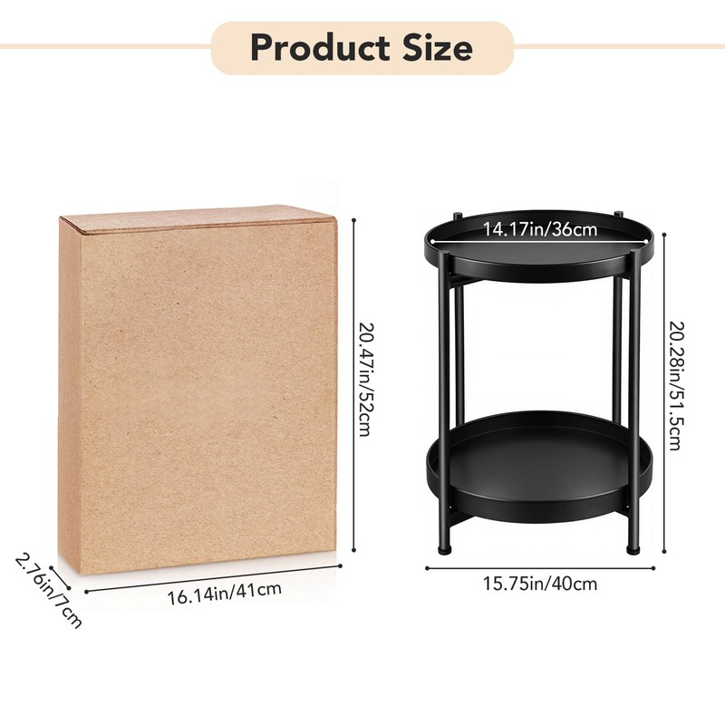 Small Side Table Round for Small Spaces Indoor Outdoor, Mini