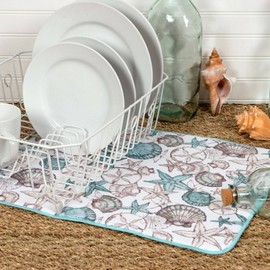 Kay Dee Designs BEACHCOMBER Seashells Countertop Dish Drying Mat, Machine Washable by Kay Dee