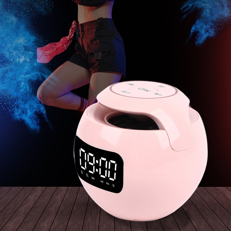 Bluetooth Clock Speaker Round Small Support Memory Card Wireless Alarm