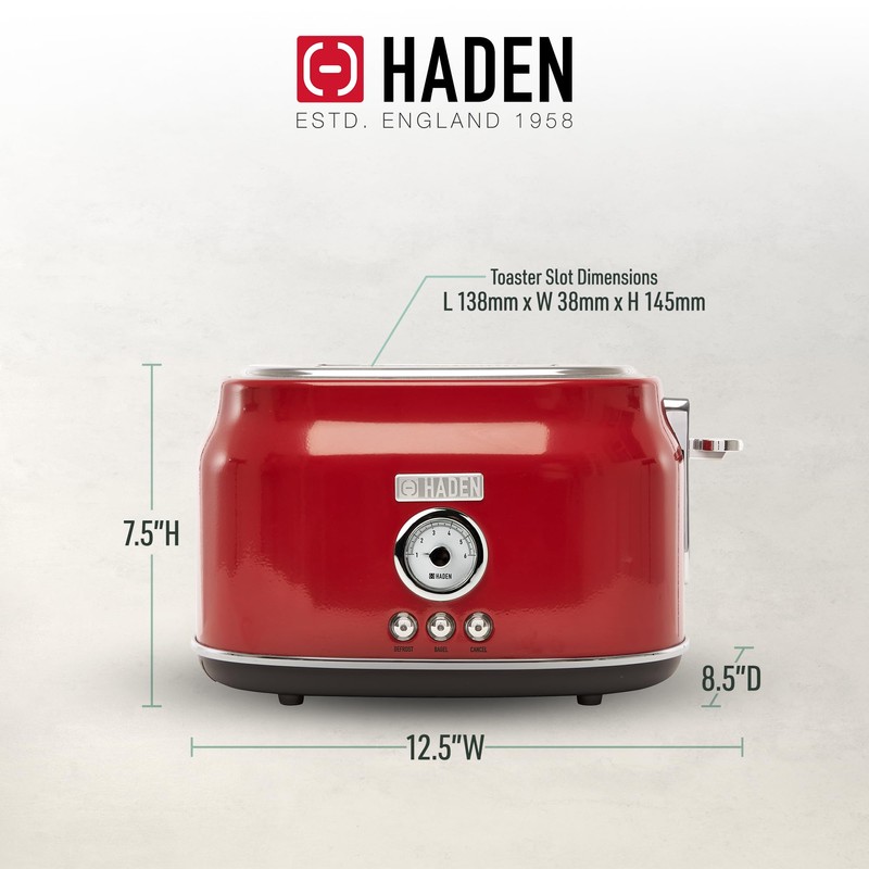 Haden Dorset 2 Slice Wide Slot Stainless Steel Toaster with