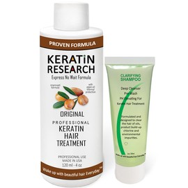KERATIN RESEARCH Keratin Hair treatment Straightening Brazilian Hair Smoothing Taming Straightening Hair for All types and Colors Complex Blowout (4oz KERATIN +CS)