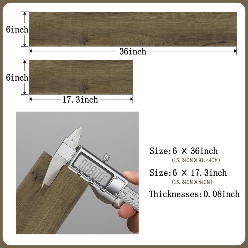 Floor Tiles Peel and Stick Waterproof Wood Plank Self-Adhesive,36" x