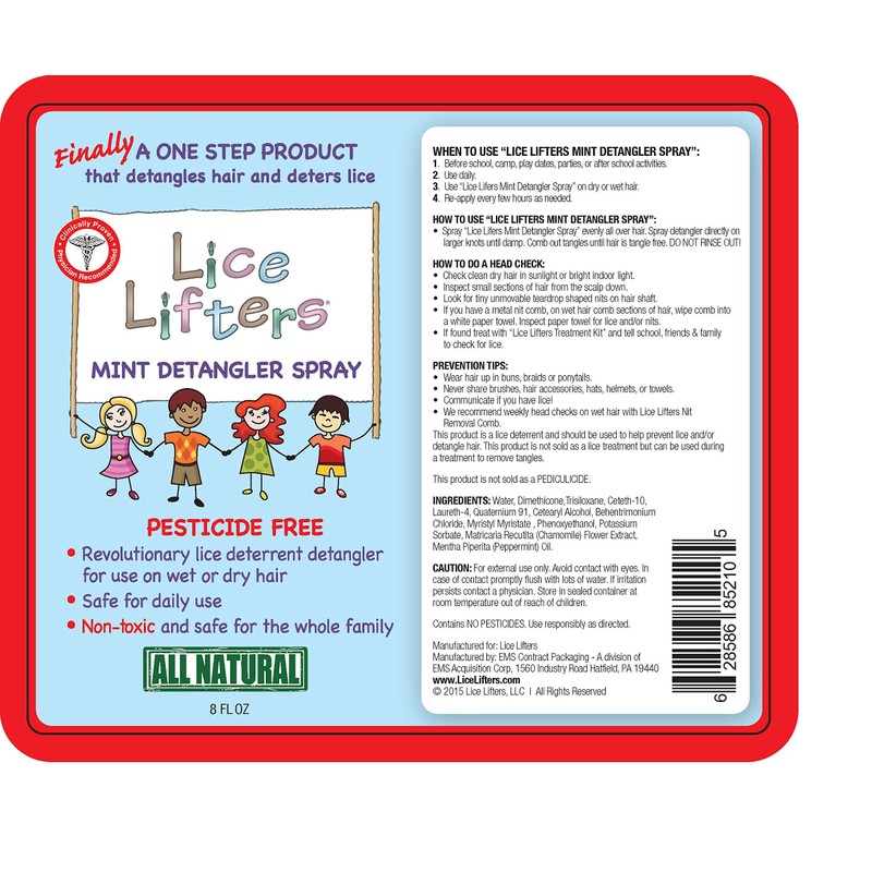 Lice Lifters Repel Mint Spray for Lice Care, Conditioning &