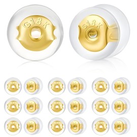 20 Pcs Locking Earring Backs, 18K Gold Silicone Replacement for Droopy Ears Heavy Studs, Premium Hypoallergenic Soft Earing Backs for Women Men Jewelry Collection Daily Use Special Occasions