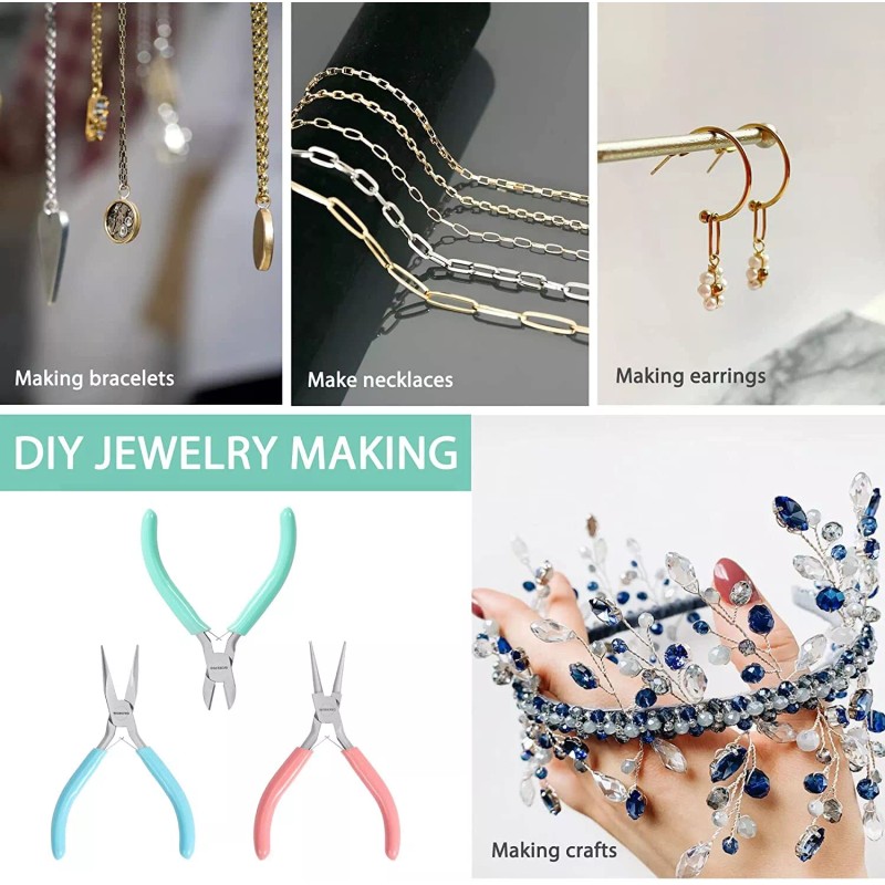 WORKPRO 3 Pack Jewelry Plier Set Needle Nose/Chain Nose Pliers