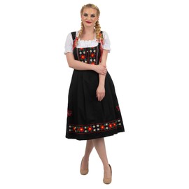 Dirndl Trachten Haus 3-Piece Long German Wear Party Oktoberfest Waitress Dress 4 34 Black