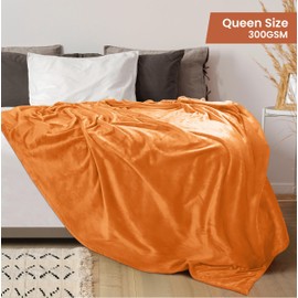 Utopia Bedding Utopia Bedding Fleece Blanket Queen Size Burnt Orange 300GSM Luxury Fuzzy Soft Anti-Static Microfiber Bed Blanket (90x90 Inch)