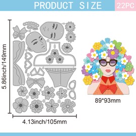 GLOBLELAND Cutting Dies for Fashionable Women for Crafts Scrapbooking Metal Flowers Lady Cutting Dies Sunglasses Punches for Card Making Embossing Photo Album Crafts