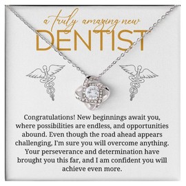 New Dentist Necklace Message Card Box Love Knot Mahogany - Where Possibilities Are Endless - Appreciation School Student Dental Periodontist