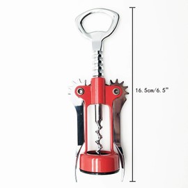 XMHF Italianism Wing Corkscrew Wine Opener, Rubber-touch Finish For Non-slip, Comfort Grip Red