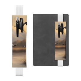 White Adjustable Pen Holder Bookmark Leather 8.3-1.8 in Suitable for Most notebooks Diaries Manuals Book Hunting Flying Wild Ducks Picture