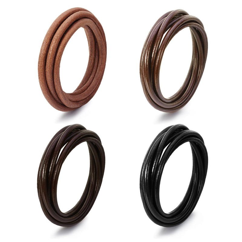 BEADNOVA 3mm Round Genuine Leather Cord for Bracelet Beading Jewelry