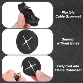 M METERXITY Rubber Grommets for Wiring 45mm Desk Grommet Double-Sided Flexible Cable Cord Grommet Desk Hole Cover for Cables/Wires Through Protection Cable Grommet [Black]