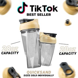 HELIMIX Blender Shaker Bottle Made in USA No Whisk Ball Needed:_Quicksand_28oz