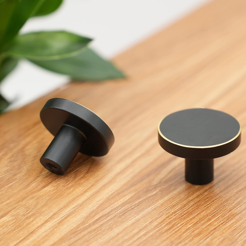 Vandicka 4 Pcs Solid Brass Knobs and Screws - Black