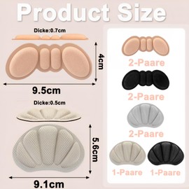 8 Pairs of Heel Pads, Heel Pad Shoes, Heel Protection for Shoes, Heel Cushions, for Too Large Shoes & Boots, Shoe Filler Heel, Against Friction, Heel Pads for Men and Women (Grey & Black & Skin Colour