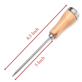 Ice Crusher with Wood Handle, 2 pcs 8.5 Inch Silver Stainless Steel Ice Pick for Ice Breaking at Home and Bar (2 pcs)