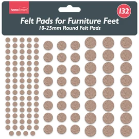 132pk Round Felt Pads for Furniture Feet | 10-25mm | Beige Furniture Pads Floor Protectors for Furniture Legs | Felt Furniture Pads | Felt Pads for Chair Legs | Chair Leg Pads | Furniture Felt Pads