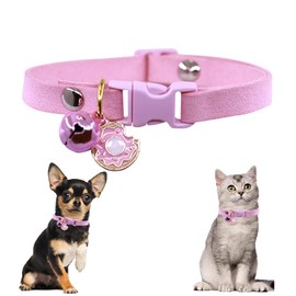 Pink XSmall Dog Collar with Bells,Puppy Collar Girls Cute Cat Collars with Bells for XXS Xs Small Tiny Female Dogs Pet Kitten Animal, XSmall