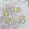 Sky Blue Butterfly Handmade Nail Tips - Coffin Egg /