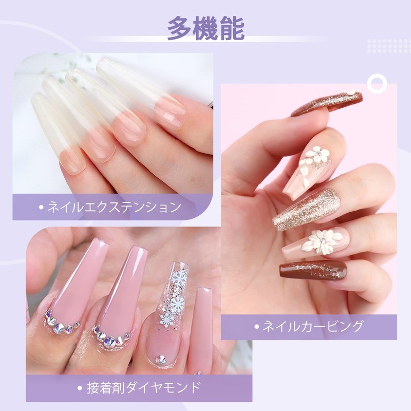 Saviland Acrylic Nail Kit - 3 Colors Clear White Pink