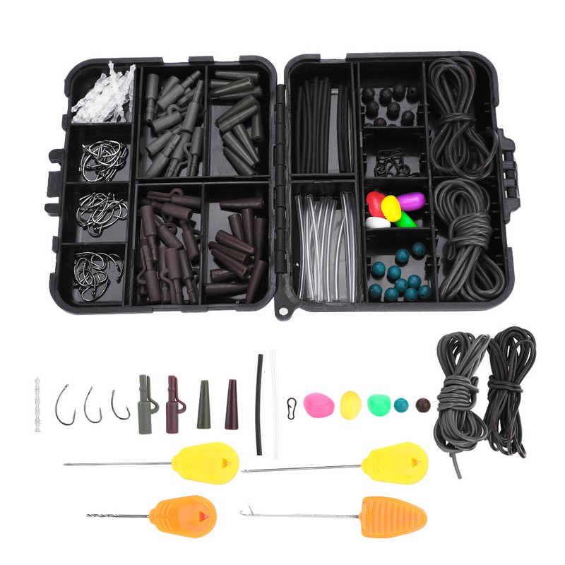 Carp Fishing Tackle Box Weights Clips Baiting Needles Hook Swivel