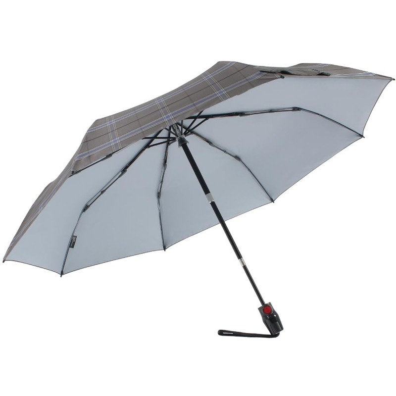 Knirps KNT220-S Folding Umbrella, T.220RS Checked, Gray, One-touch, Automatic Open/Close