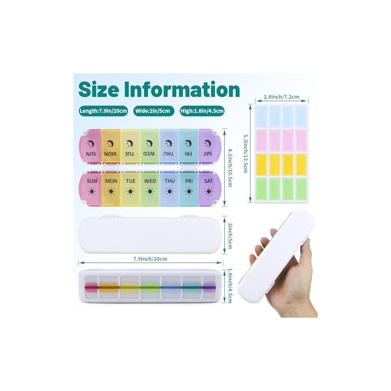 Foldable 7-Day AM/PM Pill Organiser, Magnetic, Travel