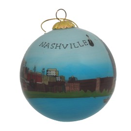 Blown Glass Christmas Ornament | Nashville, Tennessee Skyline | Hand Painted Inside | Original Art | Includes Gift Box