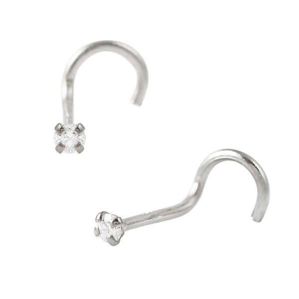 Solid 14Kt Gold Moissanite Stud Nose Ring - 22G Nose