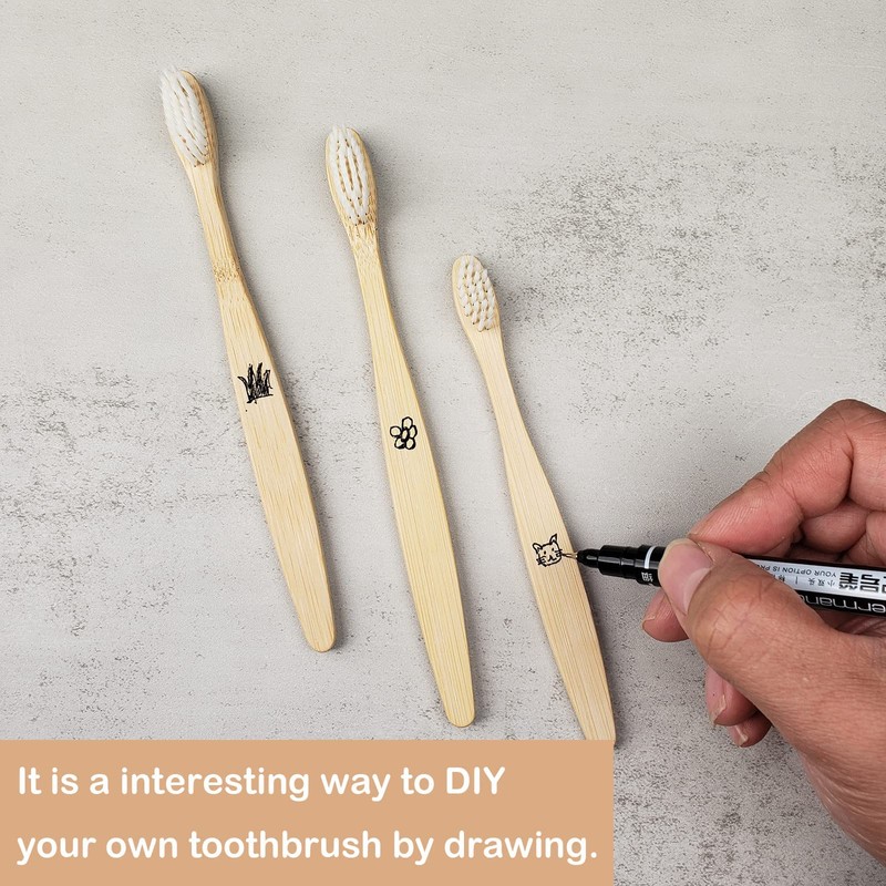 SEVENHEAD 2 PCS Bamboo Toothbrushes With Soft Bristles for Adults