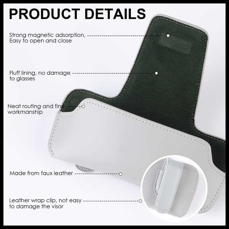 URIZZD Sunglass Holder for Car Visor, Car Sunglasses Holder Leather,