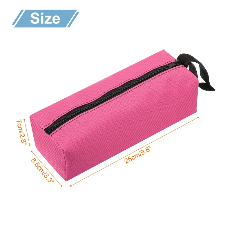 sourcing map Zipper Utility Tool Bag 9.8x3.3x2.8 Inch, Pink