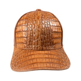 Exotic Cap Genuine Crocodile Leather Cognac Color Adult Size Adjustable