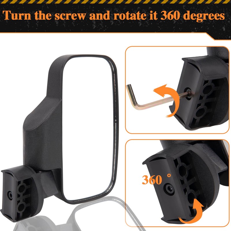 UTV Side Rear View Mirror With 1.75" to 2" Roll