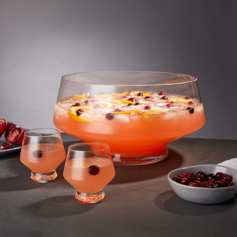 Viski 6448 Raye: Footed Punch Cups, Glass (Lead-Free Crystal), 8