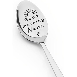 Nana Spoon Gifts from Grandchildren Grandkids, 7.68x1.26inch Good Morning Nana Spoons for Grandma Grandmother Mothers Day Birthday Gift, Tea Coffee Engraved Spoon for Coffee Lover Gift