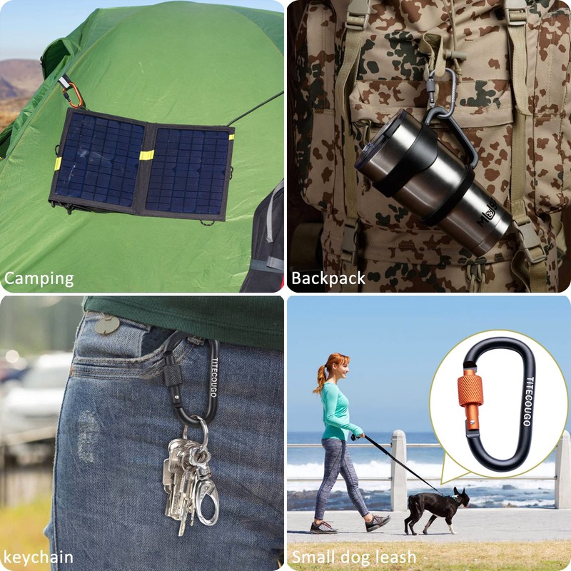TITECOUGO 4 PCS Aluminum Alloy D-Ring High Strength Carabiner Key