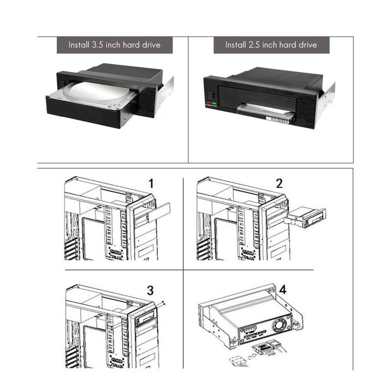 2X 5.25 Inch Internal Tray-Less Bay SATA III Hard Drive